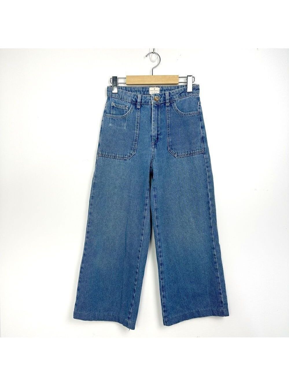 French Connection High Waisted Wide Leg Crop Jeans Sz 2
